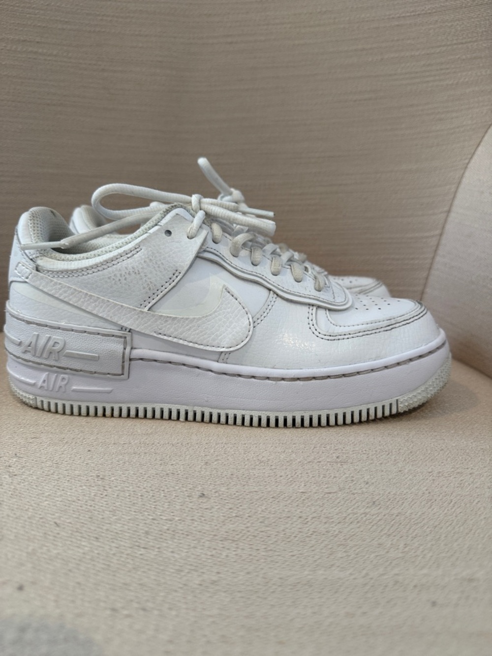 Nike Air Force Women’s All-White Leather Sneakers